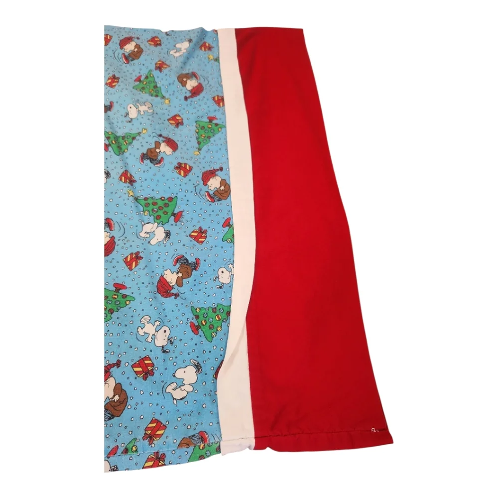 Vintage Peanuts Snoopy Christmas Pillowcase Standard Rare Blue Red Trees Charlie